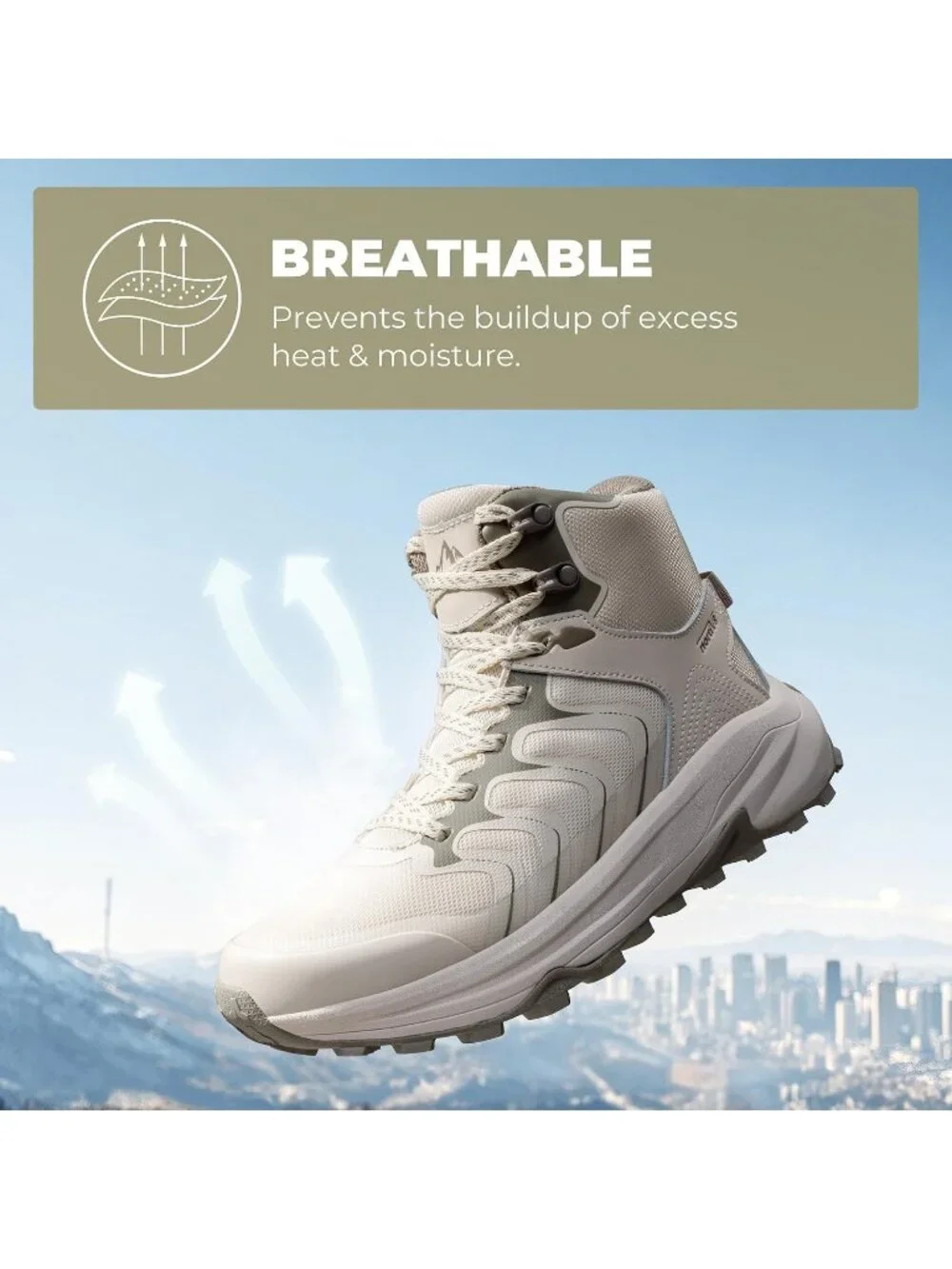 Men's Khaki Waterproof Shoes Casual High Top Round Toe Non Slip Hiking Boots